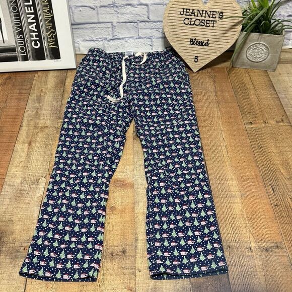 Vineyard Vines Logo Men Deep Bay Blue Whale Xmas Tree Print Lounge Pants M - Picture 9 of 13
